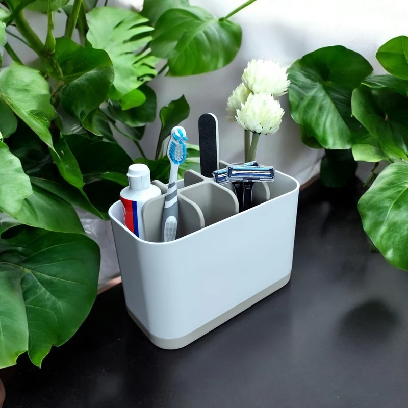 Organisateur de salle de bain pratique bicolore avec huit compartiments