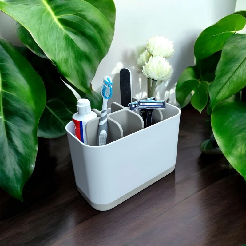 Organisateur de salle de bain pratique bicolore avec huit compartiments