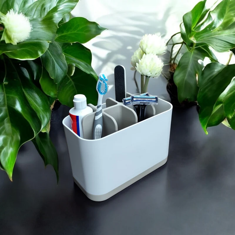 Organisateur de salle de bain pratique bicolore avec huit compartiments