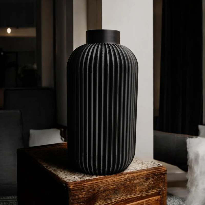 Vase moderne côtelée pour fleurs et branches