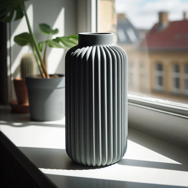 Vase moderne côtelée pour fleurs et branches