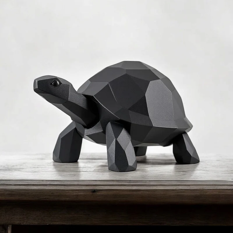 Sculpture en polyrésine de tortue marchante