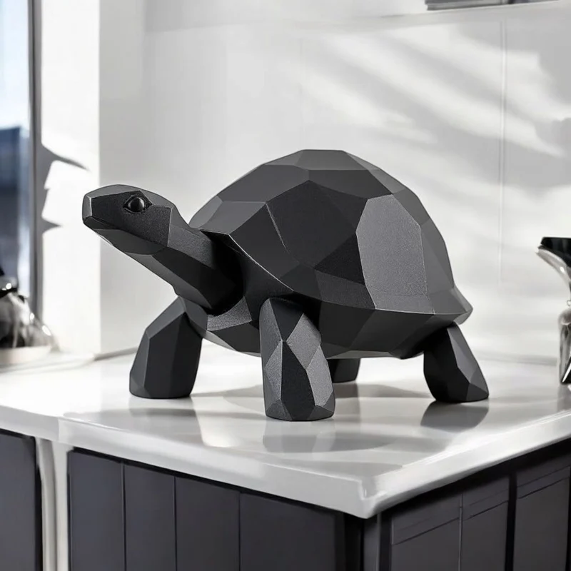 Sculpture en polyrésine de tortue marchante