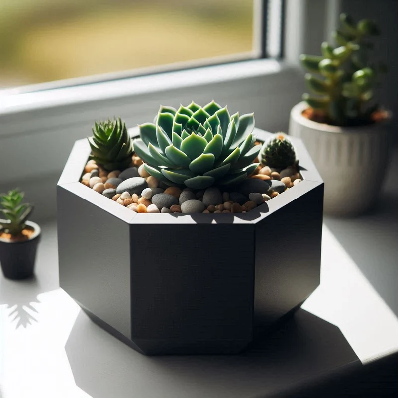 Pot à plantes octogonal minimaliste pour succulentes