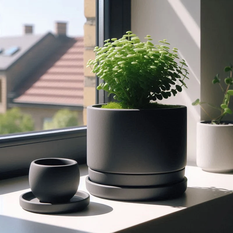 Pot de fleurs minimaliste avec trou de drainage et soucoupe