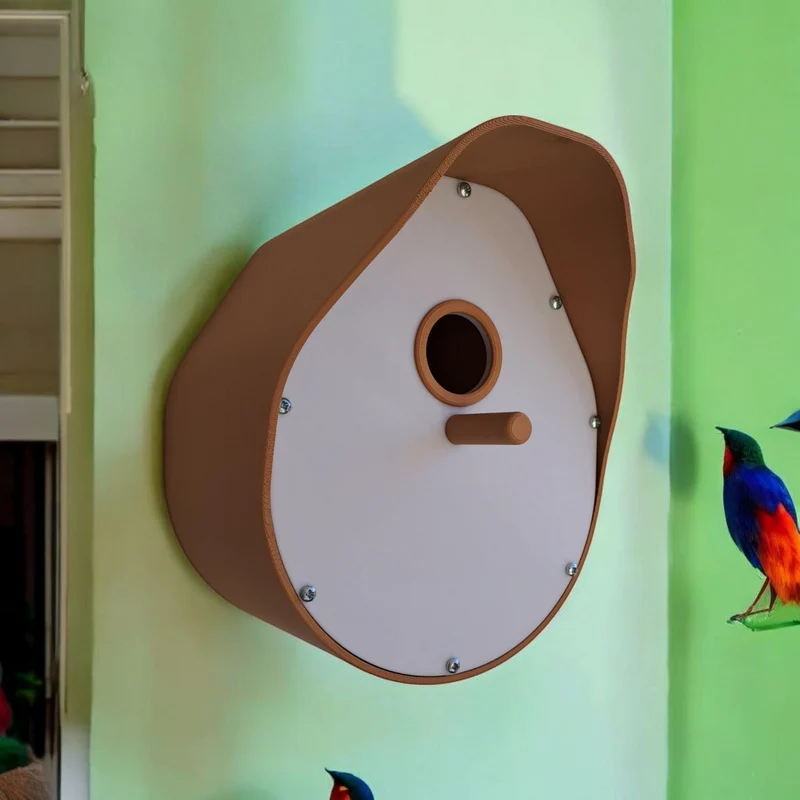 Nichoir moderne incurvé avec toit en forme de cloche