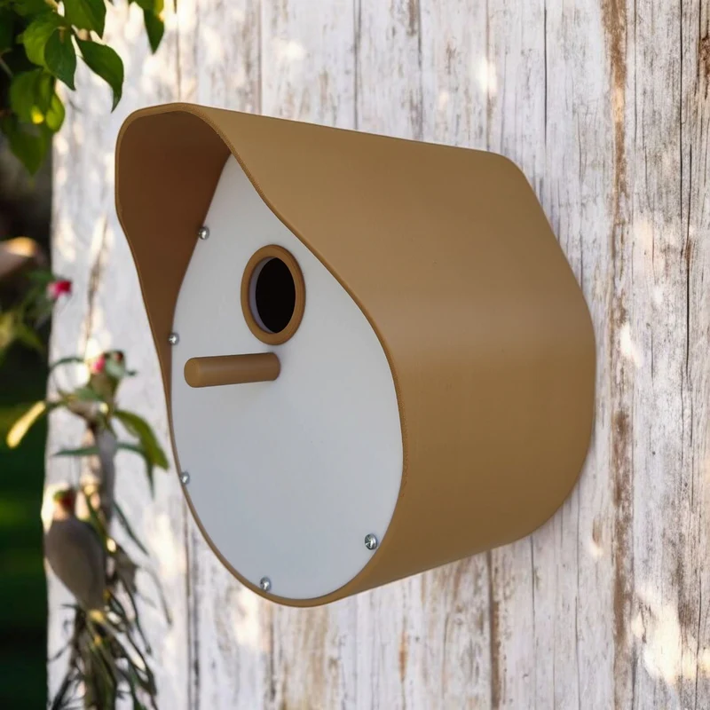 Nichoir moderne incurvé avec toit en forme de cloche