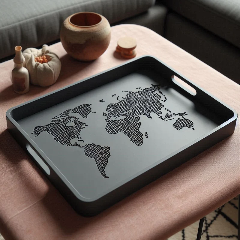 Plateau design moderne avec relief des continents