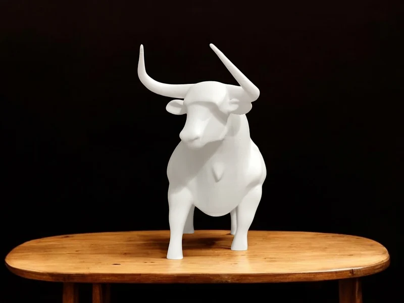 Élégante sculpture de taureau blanche pour une décoration d'intérieur moderne