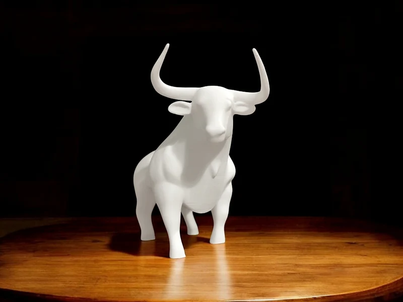 Élégante sculpture de taureau blanche pour une décoration d'intérieur moderne