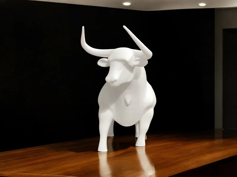 Élégante sculpture de taureau blanche pour une décoration d'intérieur moderne