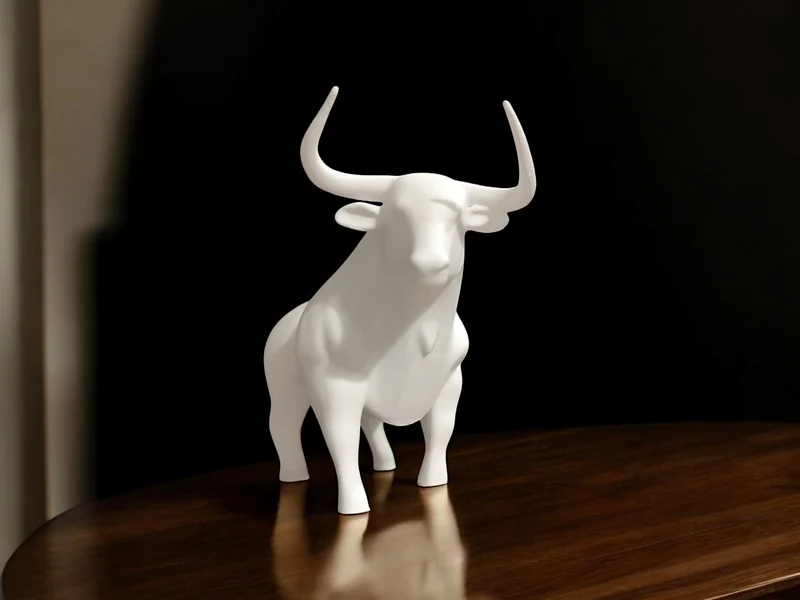 Élégante sculpture de taureau blanche pour une décoration d'intérieur moderne