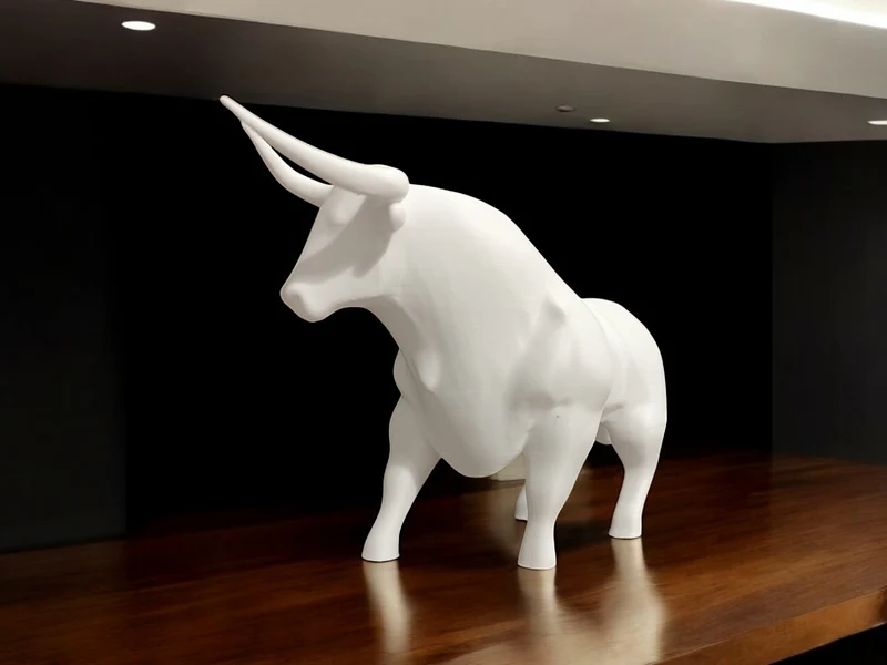 Élégante sculpture de taureau blanche pour une décoration d'intérieur moderne