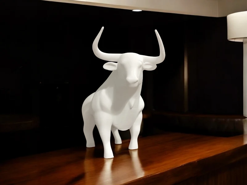Élégante sculpture de taureau blanche pour une décoration d'intérieur moderne