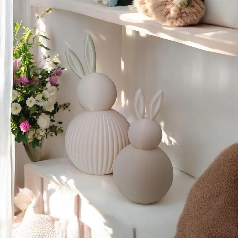 Ensemble moderne lapin de Pâques côtelé en deux tailles