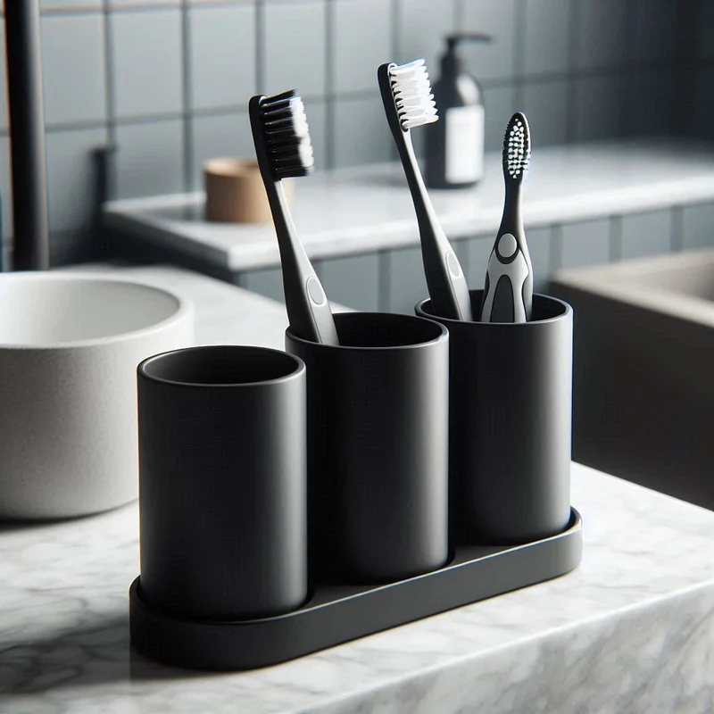 Ensemble porte-brosses à dents moderne avec trois récipients