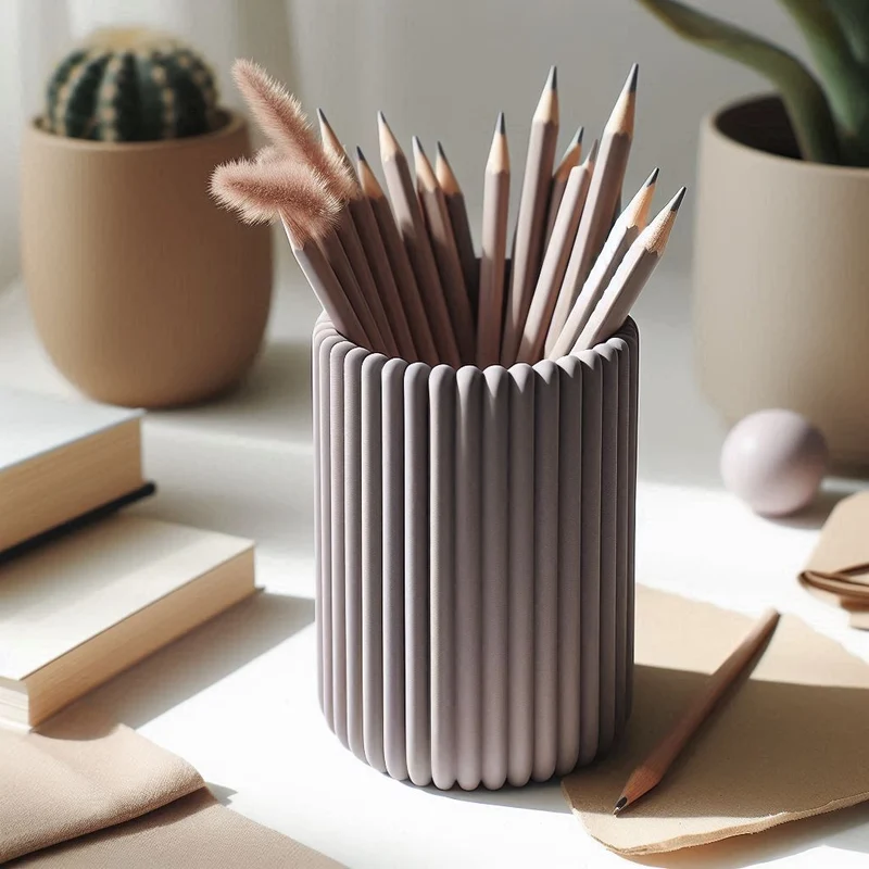 Pot à crayons côtelé moderne pour bureau