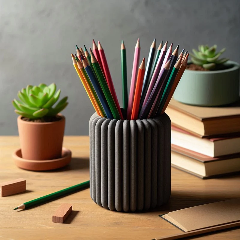 Pot à crayons au design côtelé pour le bureau