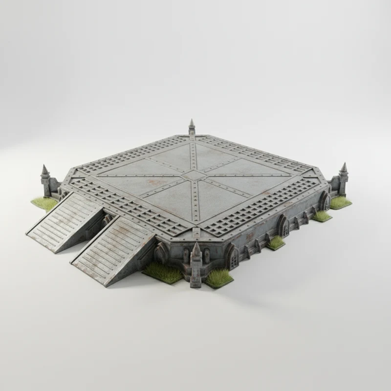 Terrain de jeu de guerre de zone d'atterrissage dystopique pour Warhammer 40k