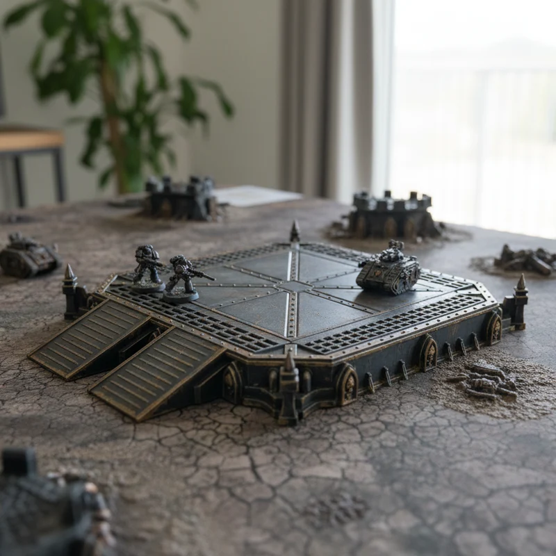 Terrain de jeu de guerre de zone d'atterrissage dystopique pour Warhammer 40k