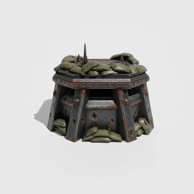 Boîte à pilules avec sacs de sable pour terrain de wargaming tactique