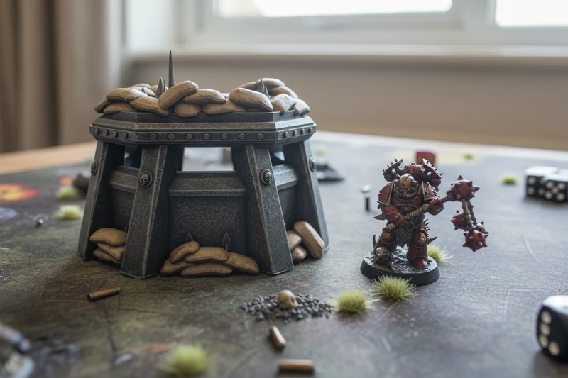Boîte à pilules avec sacs de sable pour terrain de wargaming tactique