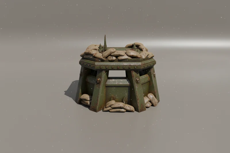 Boîte à pilules avec sacs de sable pour terrain de wargaming tactique