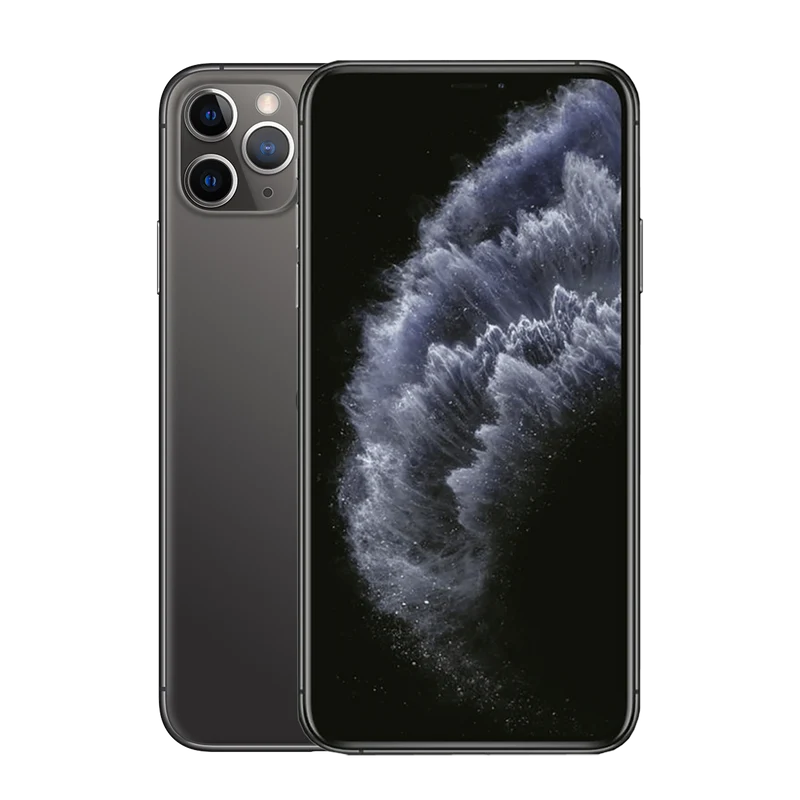 iPhone 11 Pro Max 64 Go - Gris Sidéral - Débloqué avec étui en silicone pour iPhone 11 Pro Max - Béryl - Batterie Optimisée