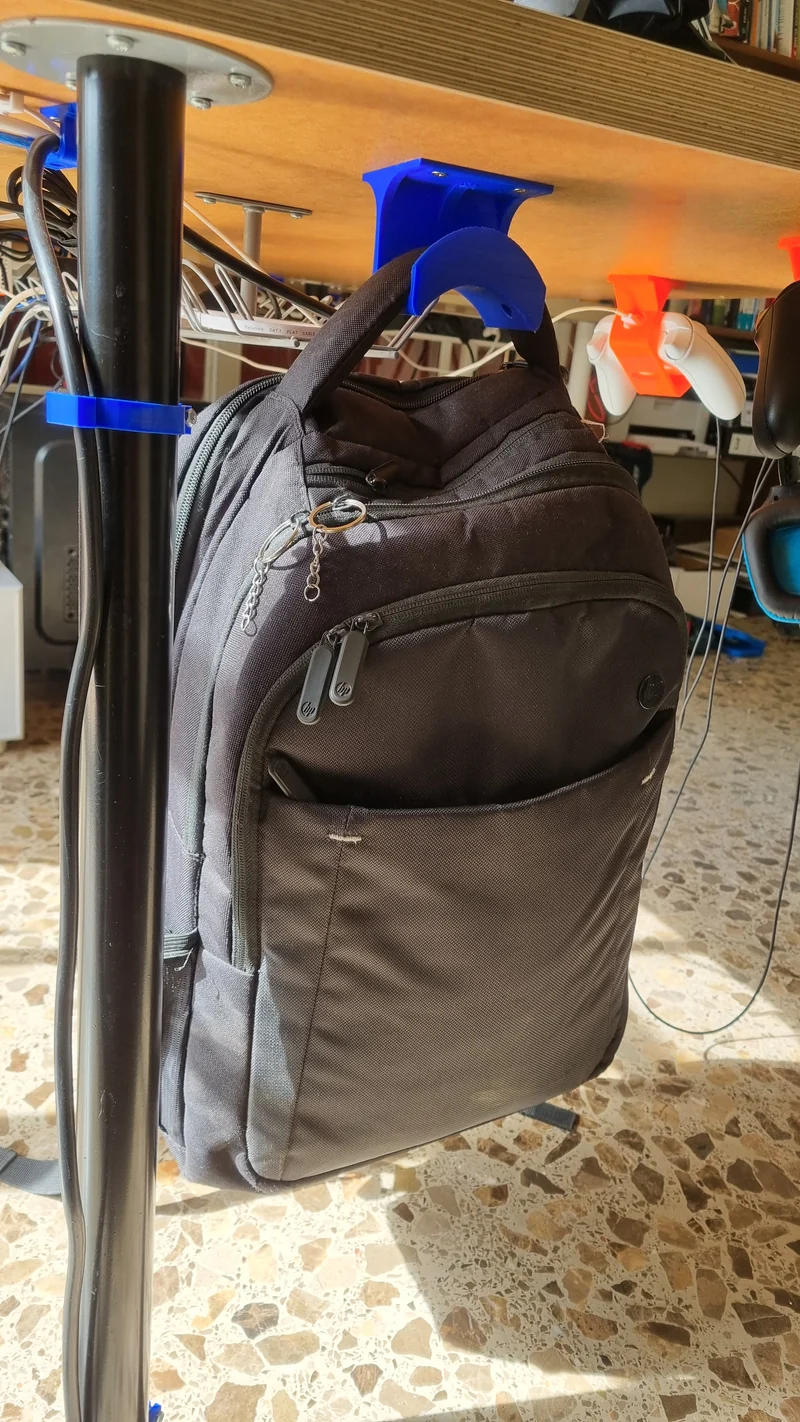 Crochet de sac à dos renforcé pour montage sous le bureau