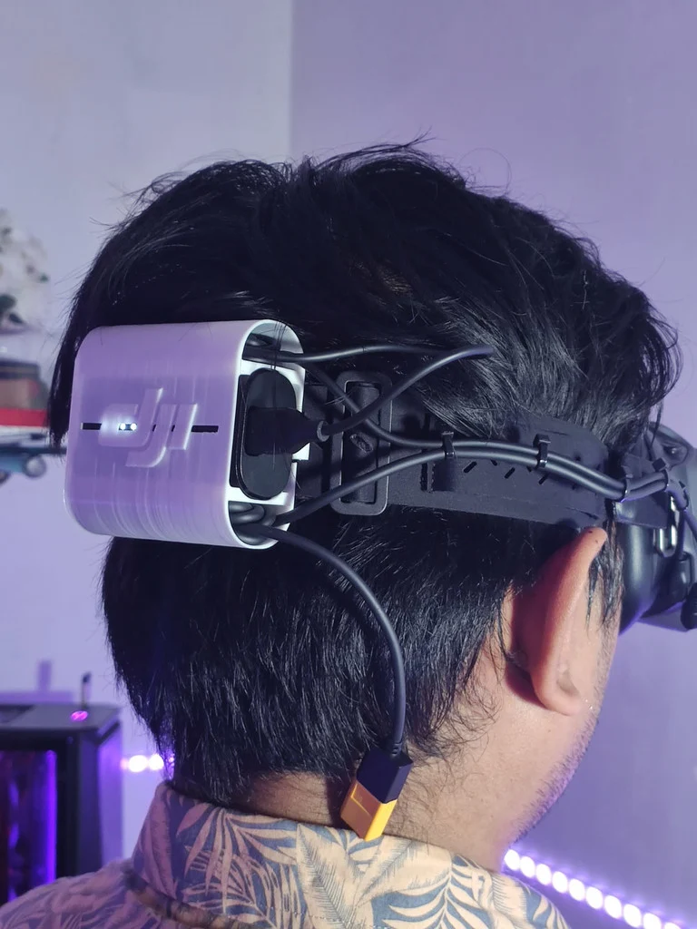 Support de batterie pour lunettes DJI FPV pour sangle avec gestion des câbles
