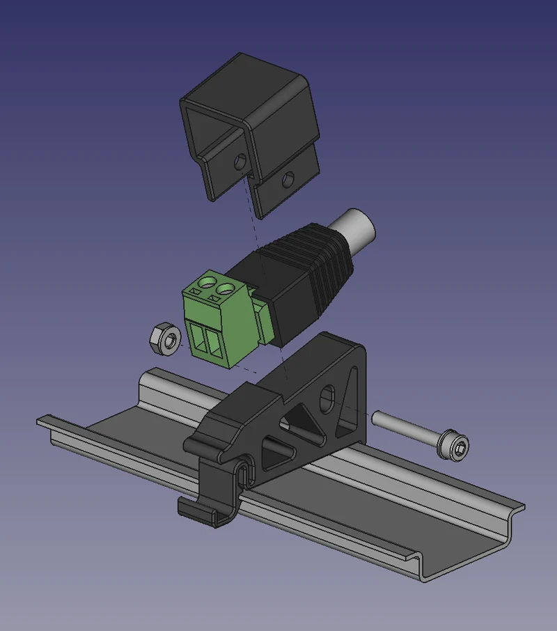 Support de rail DIN pour adaptateur Barrel Jack