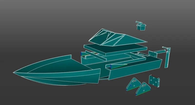 Bateau de vitesse RC imprimé en 3D avec moteur sans balais