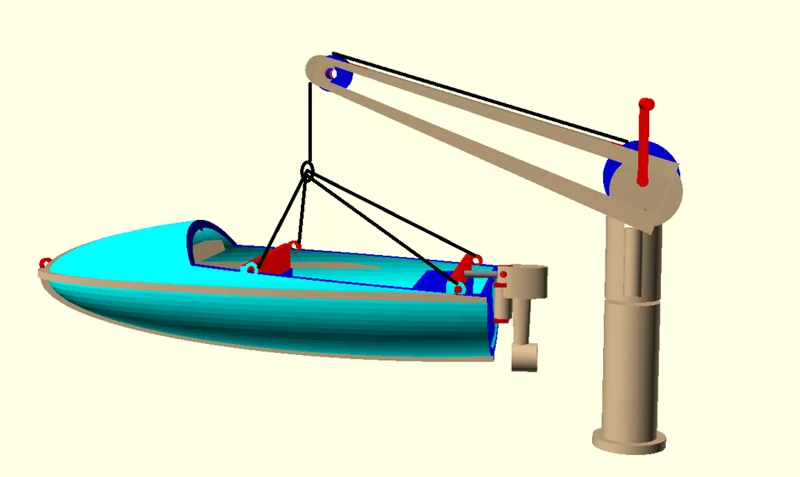 Canot de sauvetage avec moteur hors-bord et bossoir pour modèles réduits de navires