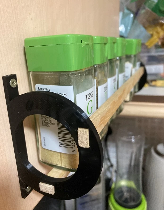 Étagère à épices modulaire pour lattes de bois standard