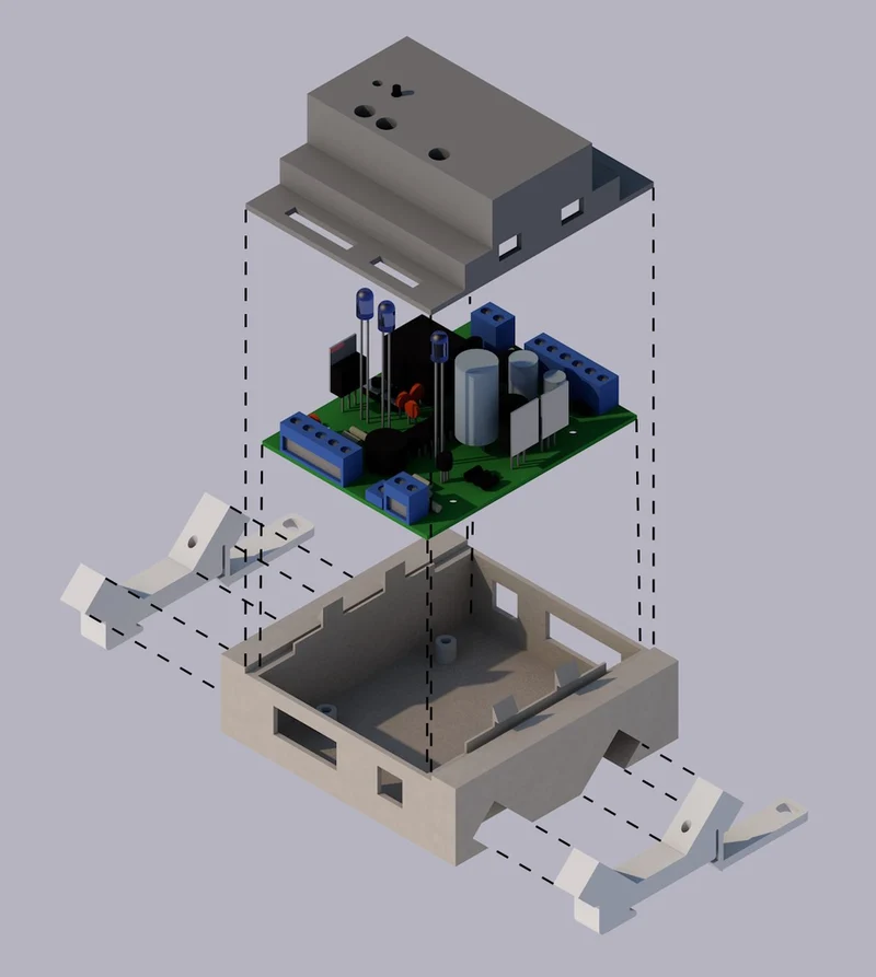 Boîtier de circuit électronique avec adaptateurs de rail DIN