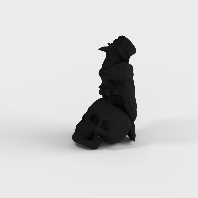 Corbeau Steampunk sur crâne humain - Figurine gothique et détaillée