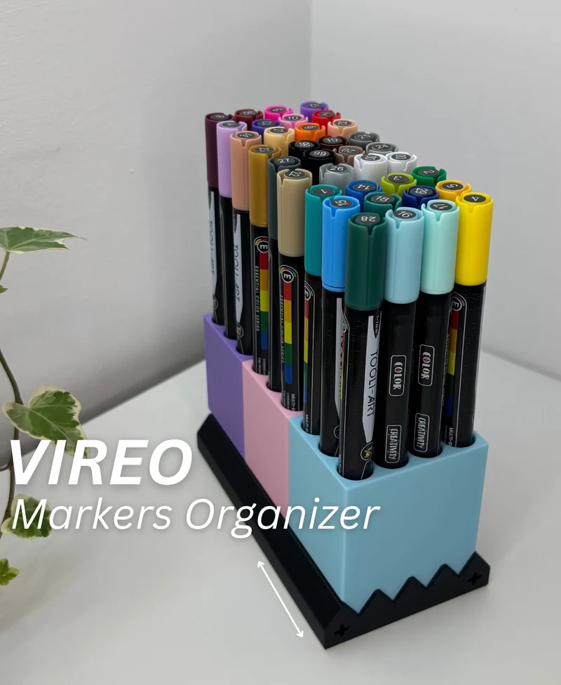 Porte-marqueurs et stylos modulaires - Organisateur de bureau imprimé en 3D personnalisable