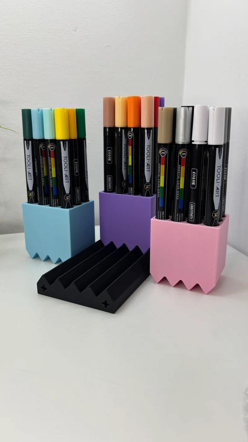 Porte-marqueurs et stylos modulaires - Organisateur de bureau imprimé en 3D personnalisable