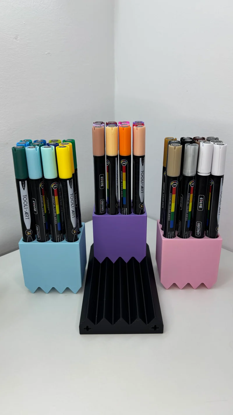 Porte-marqueurs et stylos modulaires - Organisateur de bureau imprimé en 3D personnalisable