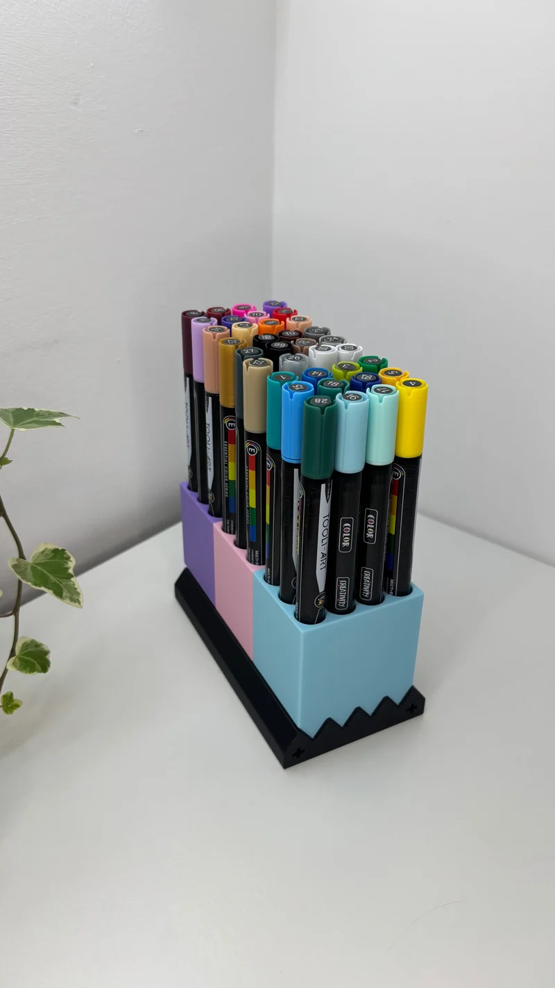 Porte-marqueurs et stylos modulaires - Organisateur de bureau imprimé en 3D personnalisable