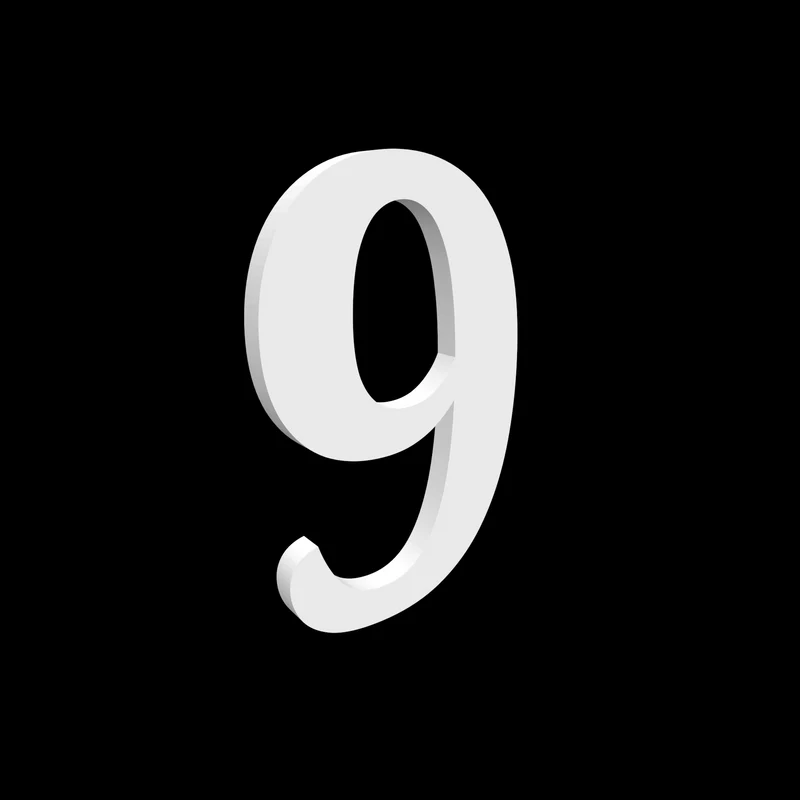 Numéro de maison 9 - Noto Serif - 170 mm de haut - 10 mm de profondeur
