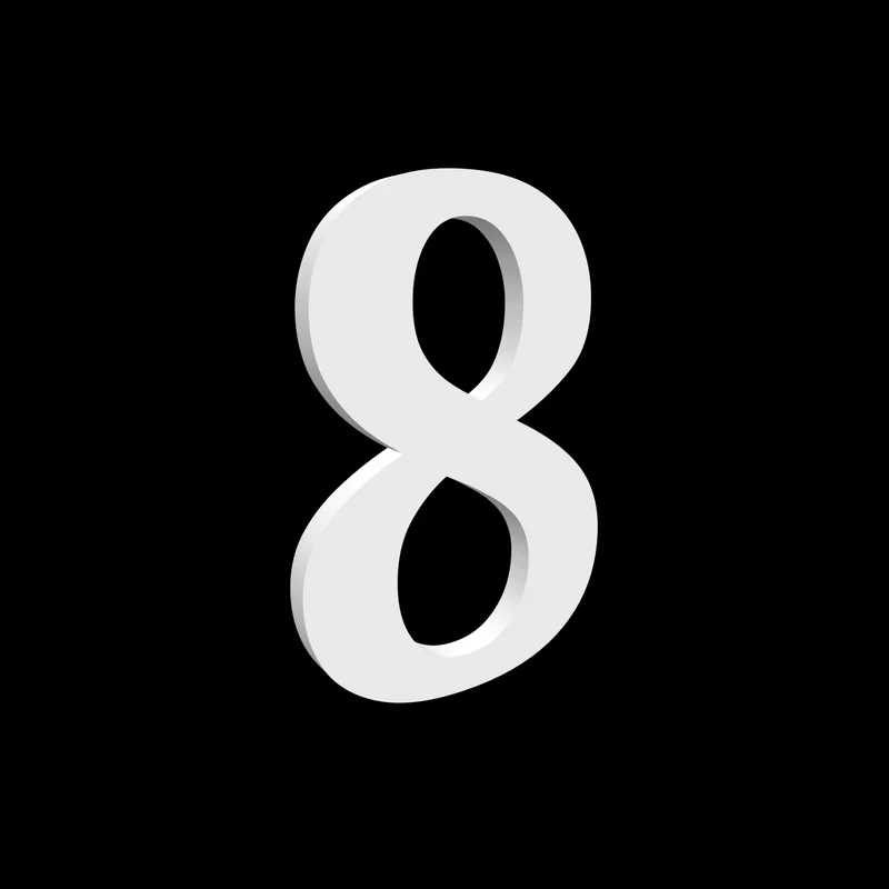 Numéro de maison 8 - Noto Serif - 170 mm de haut - 10 mm de profondeur