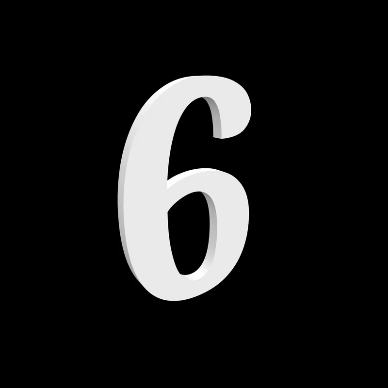 Numéro de maison 6 - Noto Serif - 170 mm de haut - 10 mm de profondeur