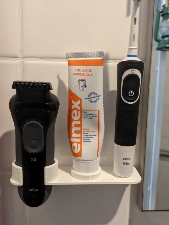 Support mural pour brosse à dents électrique, dentifrice et rasoir