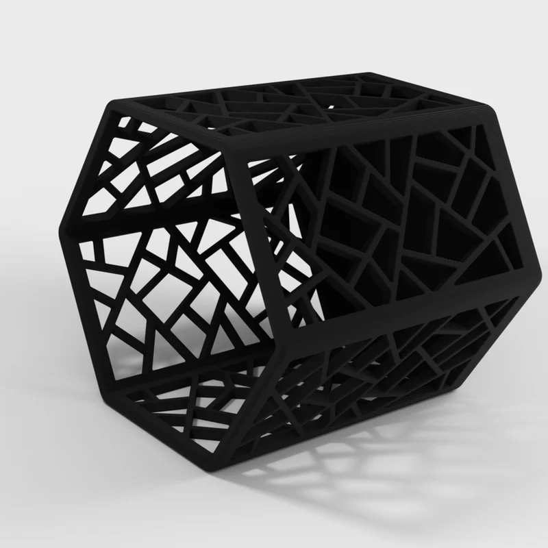 Porte-crayon hexagonal avec motifs rectangulaires