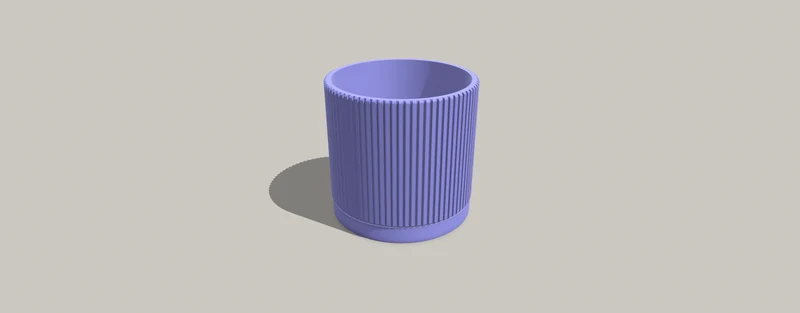 Pot de plante Mid Century Modern avec bac de drainage - Rainures linéaires