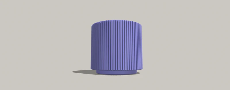 Pot de plante Mid Century Modern avec bac de drainage - Rainures linéaires
