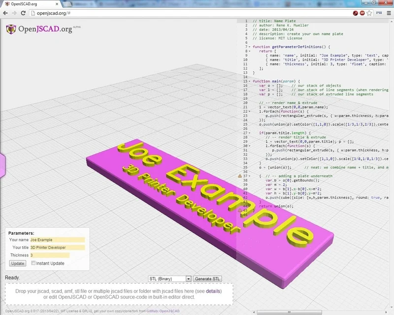 Générateur de plaques signalétiques (OpenJSCAD)