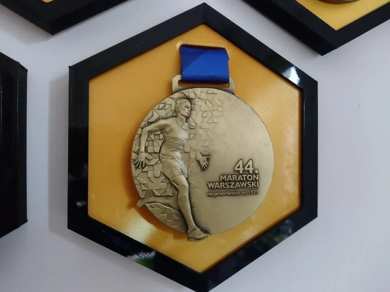 Support de médaille hexagonal bicolore