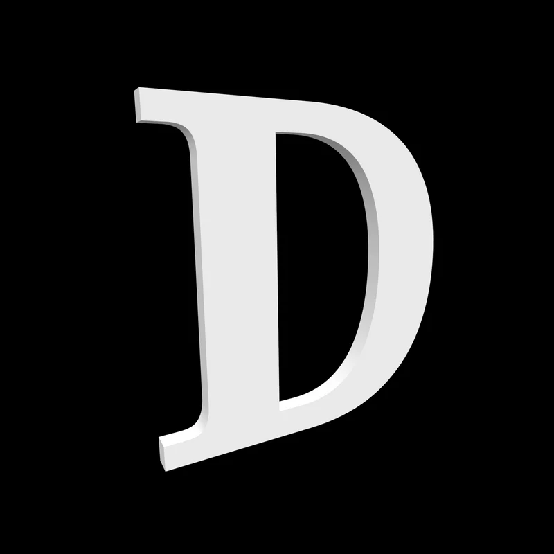 Lettre maison D - Noto Serif - 170 mm de haut - 10 mm de profondeur